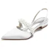 Casual Shoes Satin Pearls Wedding Flats Pointed Toe Women Slingback Flat For Bridal/Bridesmaids/Prom/Evening/Cocktail
