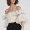 Womens T Shirts Sexy Bustier Tops One-shoulder Embroidery Layered Mesh Lace Sleeve Bralette Women Princess Sweet Spice Party Resort