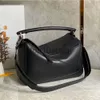 loeweee loewew bag Loeweely Upgraded new black embossed original calf leather puzzle geometric bag soft men and women