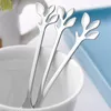 Spoons Dessert Spoon Fork Set 20 Pcs 4.7 Inch Cake Coffee Creative Silver Leaf Fruit (10 10 Fork)