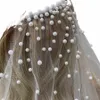 Brudbröllop Midlängd Pearl Wedding Veil White Grey White Wedding Accores med Cam I2UU#