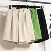 Kvinnors shorts 2024 Sommardräkter Löst plusstorlek Hög midja Lady Thin Wide Leg Pantsalone Halvlängd Kvinna Kort KE9350