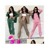 Womens Two Piece Pants New Brand For Tracksuits Casual Fashion Girls Printed Two-Piece Jogger Set Jacket Add Pant Ladies Tracksuit Swe Otdjk