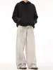 Jeans da donna in stile neutro dritto sporco bianco americano vintage alto pantaloni a gamba larga femmina pantaloni in denim