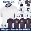 24 25 SCHITTA DELL'Inghilterra da calcio 2024 Euro Cup Bellingham Inghilterra Kit Rice Saka Foden Rashford Sterling Stones Grealish Kane Men Fan Fan Fan Fal