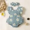 Rompers baby baby meisje romper kleren ruches mouwloze pasgeboren bodysuit met hoofdband zomer jumpsuit mode peuter outfit suit l410