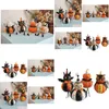 Decorative Objects Figurines Halloween Decoration Cat Pumpkin Ghost Fun Scene Country Retro Handmade Painted Black Gift Scpture Cr Dhok3