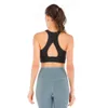 Couleur Sports Lu Aligner les femmes Longline avec Triangle Cutout sur le dos Impact High Necy Fiess Crop Bra Top Lemon Gym Running Workout Lem