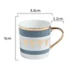 Tassen Untertassen Europäischer Keramikbecher kreativer Muster Drucker großer Kapazität Haushalt Frühstück Einfacher Paar Kaffee 2024