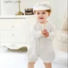 Rompers Baby Boys Baptême 1ère année Fête d'anniversaire Habit baptême Bénéficie de combinaison bébé Toddler Boy Rompers + Chapeau 3-24M L410