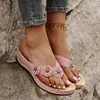 Slippers Flower décor de fleurs pour femmes Sandales confortables ouvertes ouvertes sur les chaussures Flip Flip Flops