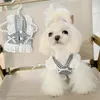 Lace Fashion Pet Pastoral Style Black Plaid Puppy Cleren Harness Dog Cat Universal Harness Tractionable Retro Princess Dress 240416