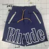 Short à cordon décontracté pour hommes avec designer à glissière argentée Rhude Short Fitness lâche 623