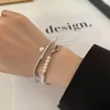 Strand Vintage 2Pcs/set Double Layer For Girls OT Buckle Luxury Pearl Wristbands Women Bracelets Korean Opening Bangles