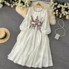 Casual Dresses Heavy Embroidery Dress Women's Clothing Gauze Beading Vintage Robe Femme Tunic Maxi 2024 Vestidos De Mujer 7n638