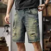 Jeans da uomo estate corta cortometrali in denim pantaloncini larghi hip hop hop angosciati pantaloni lunghezza del ginocchio vintage