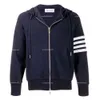 Waffle Four Bar Striped Cotton Sweater dragkedja Huven Sport Cardigan Brand Jacket Fashion Men and Women Rätt