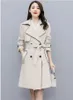 Trench Trench Trench Coats Women Fashion Angleterre Middle Long Coat Double Breasted Trench Coat Noble et atmosphérique surdimensionné 3xl 4xl Veste Veste pour Lady