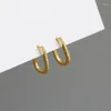 Boucles d'oreilles cerceaux Anenjery Zircon géométrique pour hommes femmes simples français golden argenté huggies