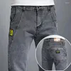 Jeans de moda de jeans Grey Stretch Slim Fit Personalidade simples Roupas masculinas Casual Skinny Denim Troushers