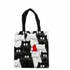 tote Bag For Women Cute Black Cat Shop Grocery Reusable School Girl Gift Cott Linen Fabrics Tote Bags 468Q#