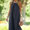 Casual Dresses Beautiful Lady Summer Dress Backless Dress-up Hanging Neck Pleated Vacation