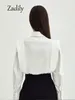 Blouses de femme Boulanges Lady à manches longues Femmes Coton Shirt blanc Korea Style Bouton Up Ladies Blouse 2024 Summer Female Tops