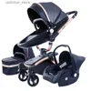 Poussettes # Baby poussette 3 en 1 landau de luxe pour chariot pour nouveau-né PU Leather High Paysage Carlle 360 Rotation Baby Pushchair Shell L416