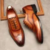 Dress Shoes Luxury Italian Mens Genuine Leather Brogues 2024 Brand Handmade Quality Fashion Elegant Wedding Social For Man