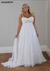 Amandabridal Plus Size Casual Beach Wedding Dresses 2021 Spaghetti Straps Beaded Chiffon Floor Length Empire Waist Elegant Bridal 2989745
