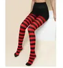 セクシーな靴下縞模様のパンストの女性女の子レインボーマルチカラーストライプタイツオパクスリムパンストクリスマスハロウィーンコスプレコスチューム240416