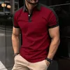 Männer polos modisch massives Farbknopf Polo-T-Shirt für Revers Shirt Street Kleidung Kurzarm