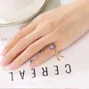 Cluster anneaux bleus ramines perles yeux rond doigt pour les femmes zircone engagement ajusté Bridal Petit Thumb Ring Jewellery Femme