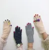 5本の指の手袋日本の女性面白いネイルパターン刺繍冬の温かいフェイクウールサイクリングドライビングソリッドカラーミテンズ2954372