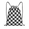 Freemas Checkered Pattern Trawstring sac à dos Sac de sport pour hommes Femmes Mas Masic Training Sackpack 69TZ #