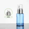 Storage Bottles 30ml Frosted/green/blue Whit Glass Bottle Silver Pump Serum/lotion/emulsion/foundation/essence Toner Skin Care Cosmetic