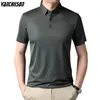 Polos maschile di alta qualità da uomo Trota di polo in tessuto liscio manica corta per estate di colore solido Office Fashion maschio 00633 00633