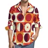 Men's Casual Shirts Retro Mod Shirt Orangy 70s Print Long Sleeve Printed Y2K Blouses Spring Novelty Oversized Clothing