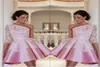 One Shoulder Satin A Line Homecoming Dresses 2018 Elegant Pink Lace Applique Short Party Prom Evening Dresses BA2921 Custom9395496