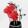 9 PCSSet Golf Headcovers för järnuppsättning Klubbar Blue Red White Black Color Waterproof PU Cover Heads Protector 240411
