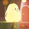 Lamps Shades LED Pear Fruit Night Light USB Charging Dimming Touch Silicone Table Light Eye Protection Bedroom Light Decoration Q240416