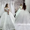 Ball Wedding Princess Dress Off ramion koronkowe aplikacje koralikowe koraliki pociąg ślubny suknie noiva des noiva