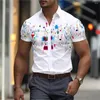 Casual shirts voor heren geometrisch zakelijk bedrukt shirt Outdoor Street werkkleding Zomer Rapel Korte mouwen Spiertop