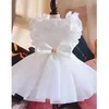 Hondenkleding Pet Wedding Jurken Pure Cotton White Lace Bowknot Tutu -jurk voor kleine medium Chihuahua Teddy -kostuums Outerwear 2024