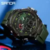 Montre-bracelets Sanda Brand Men de la mode sportive Menc Fitness Double affichage Analog Digital Men imperméable Coloreful Metters