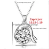 Pendant Necklaces 12 Constellation Zodiac Sign Necklace Horoscope Zircon Stainless Steel Jewelry Galaxy Libra Astrology Gift With Reta Dhftx