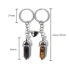 Keychains 2pcs / ensemble couple Keye Chain Heart charme Natural Stone Crystal Pendant Kelechain Lucky Healing Jewelry Femmes Men Gifts en gros