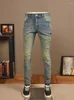 Herren Jeans 2024 Retro machen alte, zerrissene Straße Slim Fit Dünne hochwertige Rüschen hübsche Patchhosen