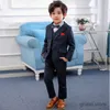 Suits High Quality Boys Plaid Blazer Jacket Clothing Set Gentleman Kids Wedding Suit Korea Children Performance Evening Dress