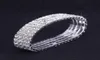 12 pieces Lot 4 Row Crystal Diamante Rhinestone Elastic Bridal Bangle Bracelet Stretch Whole Wedding Accessories for Women7679131